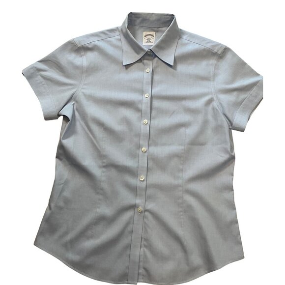 Brooks Brothers #346 Women's‎ Short Sleeve Size 6 Light Blue Blouse Button Up - Picture 1 of 6